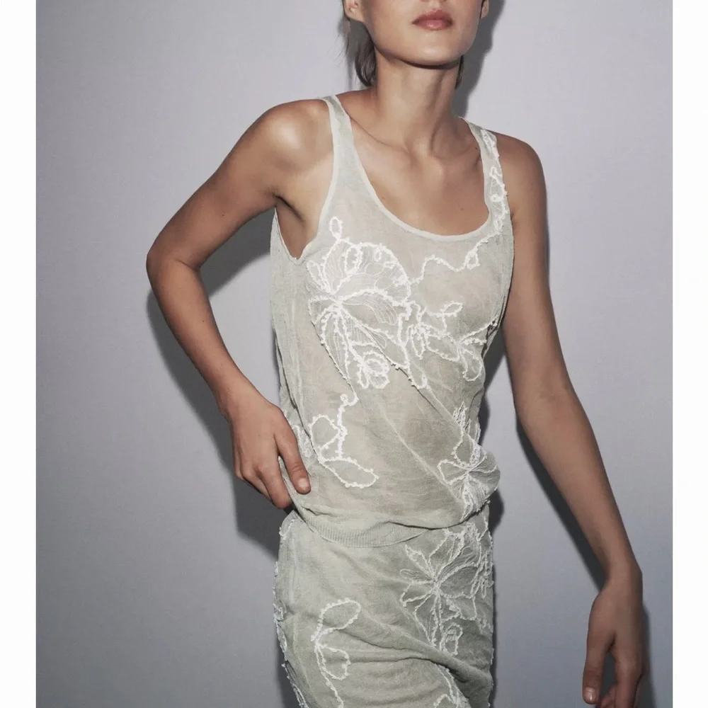 zara sheer embroidered top
